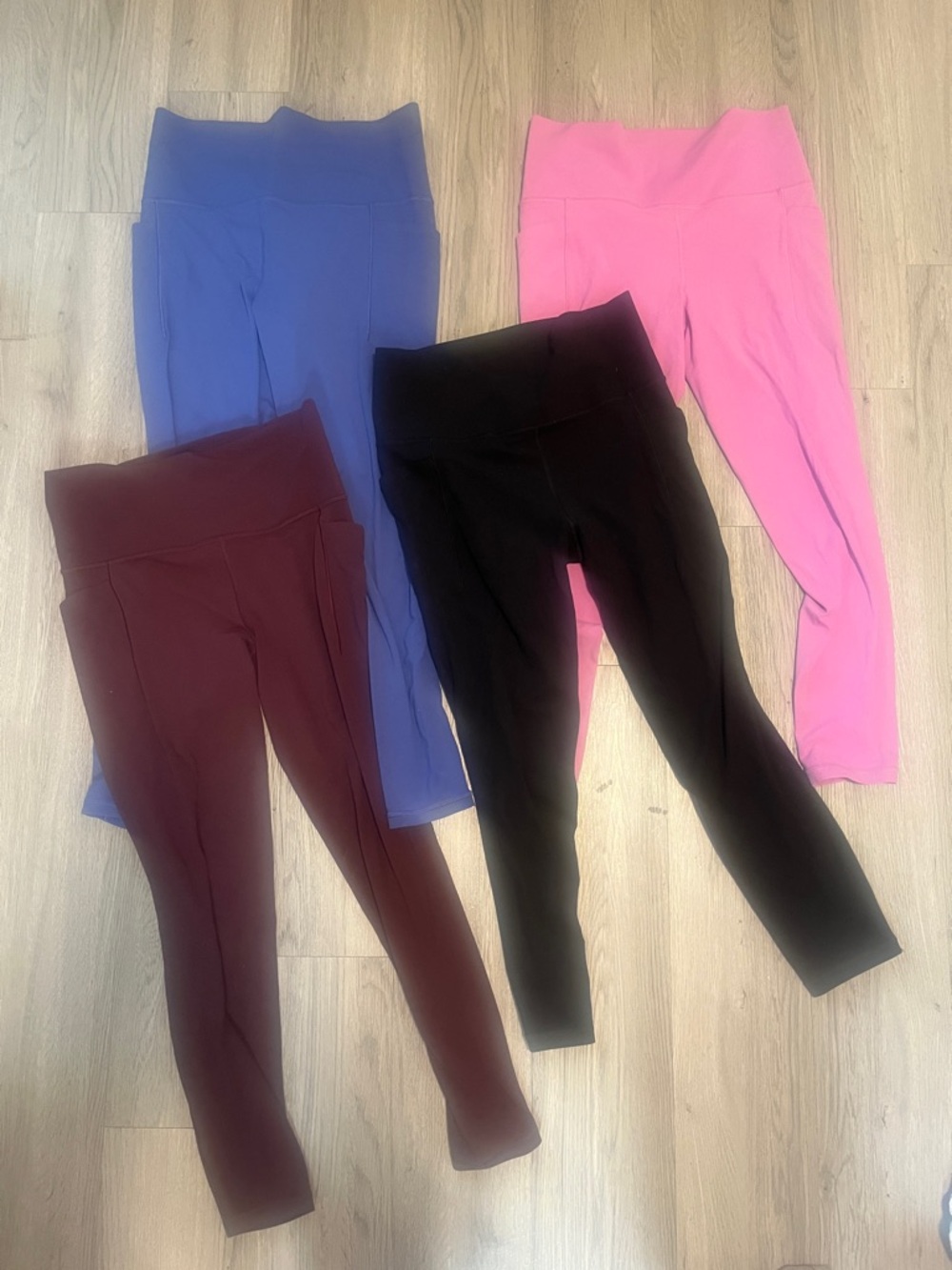 Athleta Salutation Stash Pocket Leggings - Blue, Pink, Black, Maroon